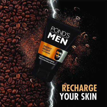 POND's Men Pimple Clear Facewash Reduces Pimples In 3 Days, 100 G & Men's  Energy Bright Face Wash Coffee Beans Bright Skin, 100G